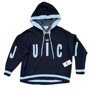 JUICY by Juicy Couture Hooded Sweater in Black, White & Silver - Large..